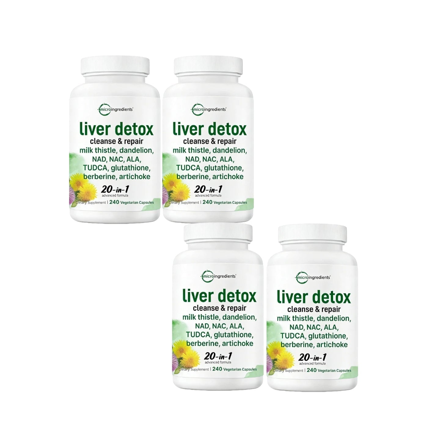 Liver Detox, 240 Veggie Capsules | 20-in-1 Advanced Support Complex with Milk Thistle, Dandelion, NAD, NAC, ALA