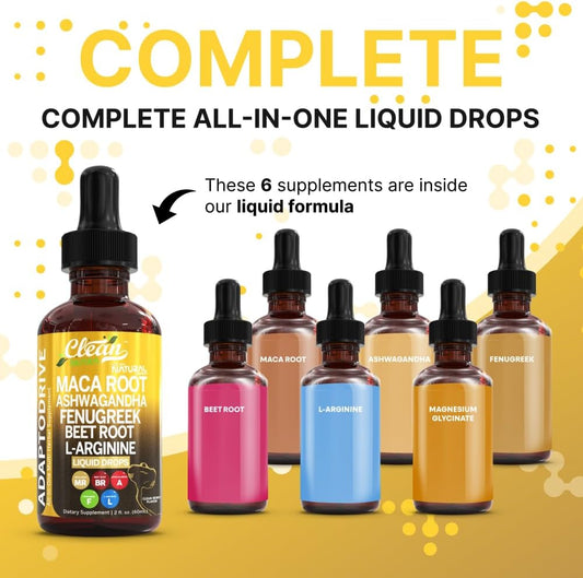 Adapto Drive Organic Maca Root Liquid Drops – Energy, Hormone Balance & Vitality Support – Liquid Multivitamin for Women & Men