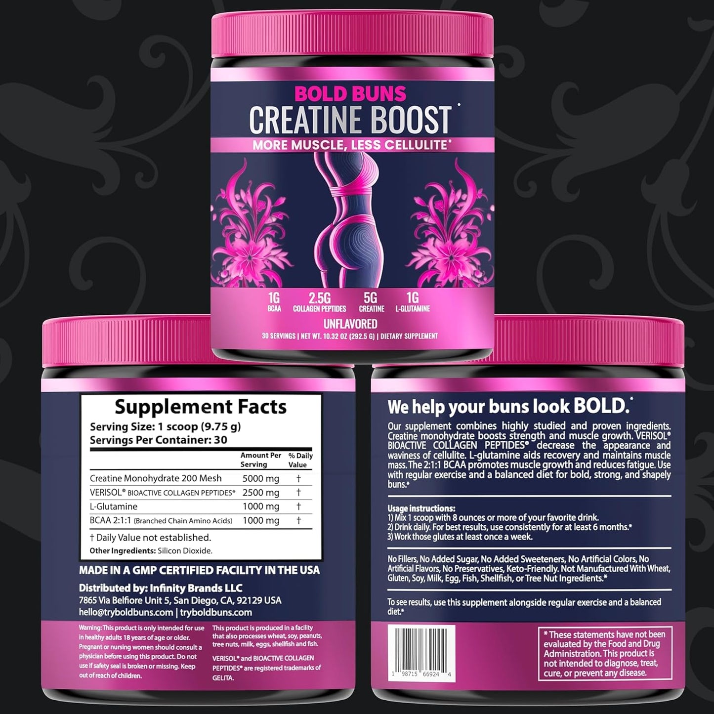 Bold Buns Creatine for Women – Booty Builder Supplement with Collagen & BCAA