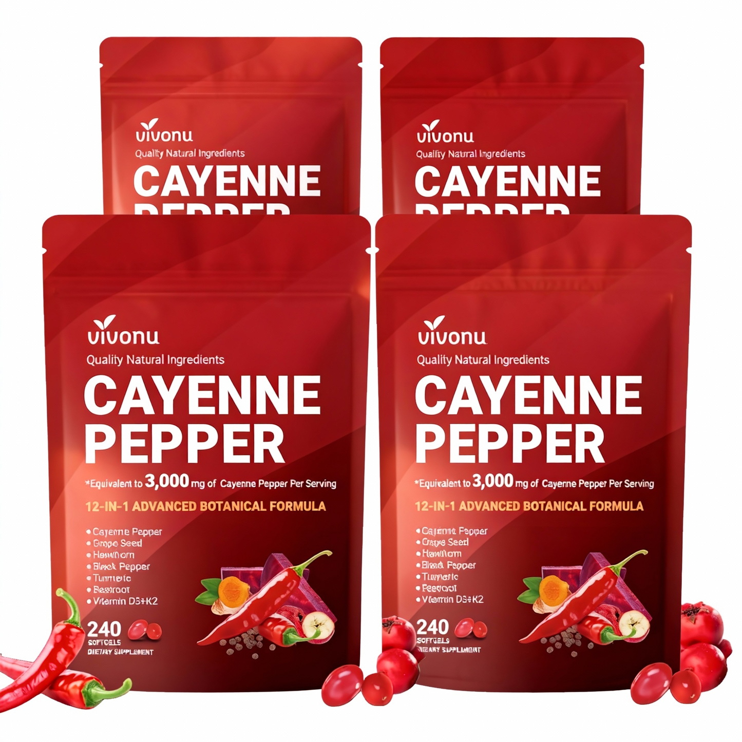 Nature’s Wellness Cayenne Pepper Heart & Vessel Support – Full Spectrum Formula with Vitamins & Botanicals, 240 Capsules