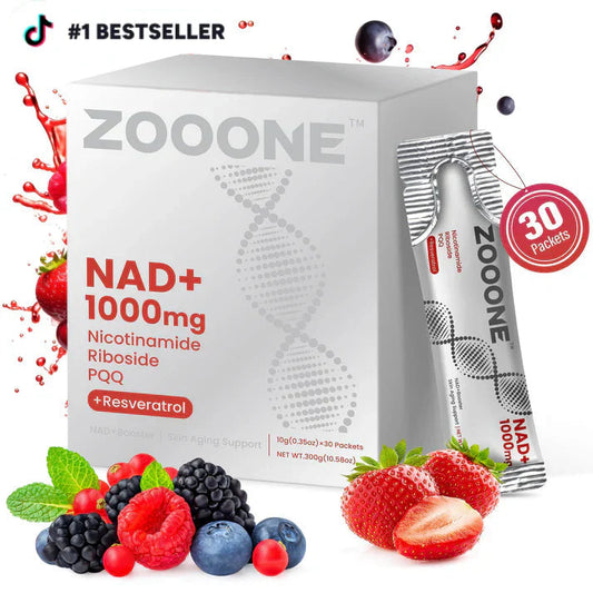 ZOOONE NR1000 NAD+ Drink Mix - Berry Flavor for Cellular Energy, Focus & Skin Aging Support - 30 Pack
