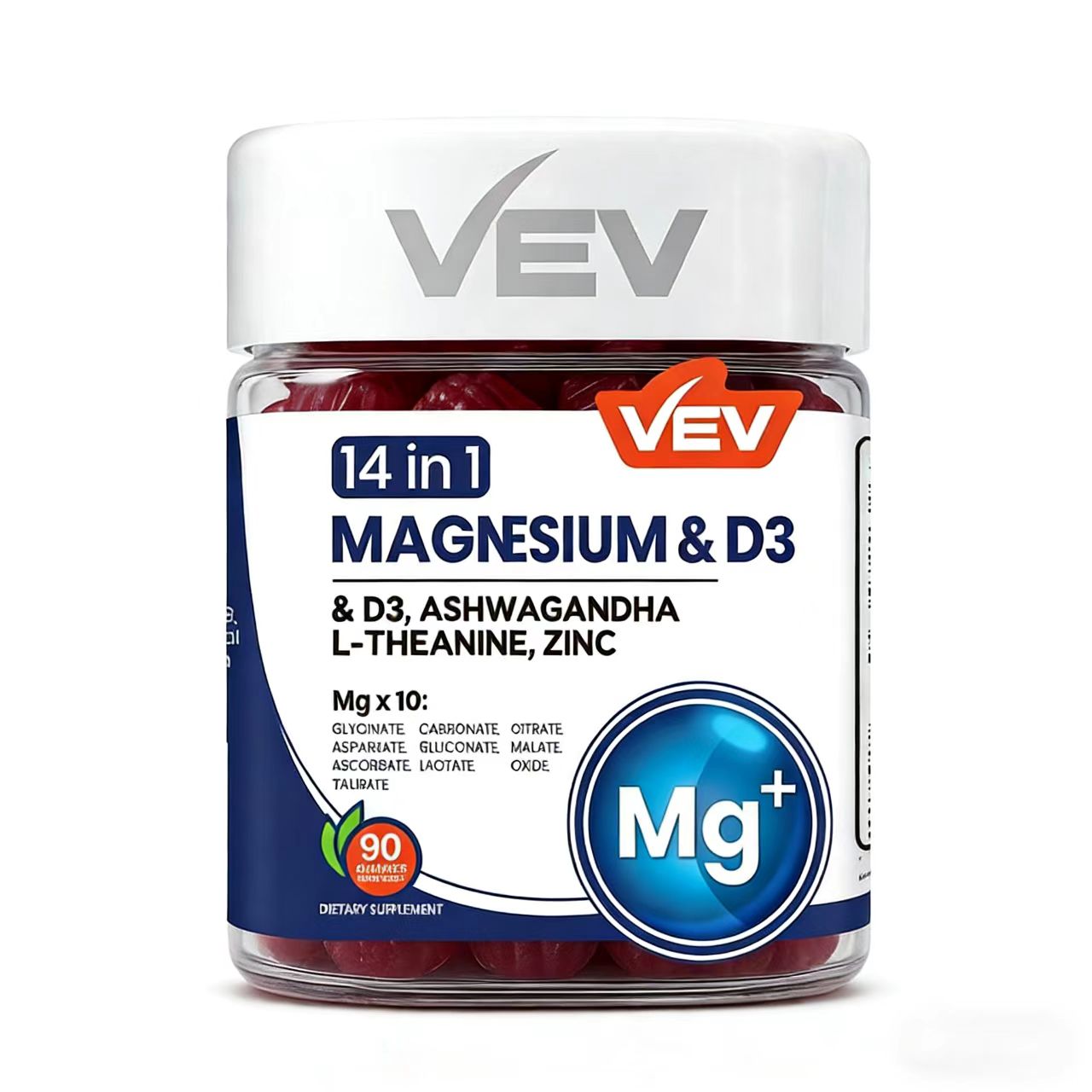 14-in-1 Magnesium Complex Gummies with Ashwagandha, L-Theanine, D3