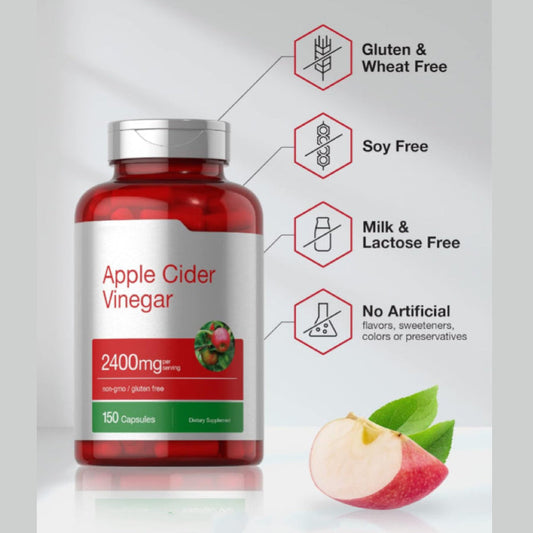 Apple Cider Vinegar Capsules | 2400mg | 150 Count | Non-GMO, Gluten Free Supplement
