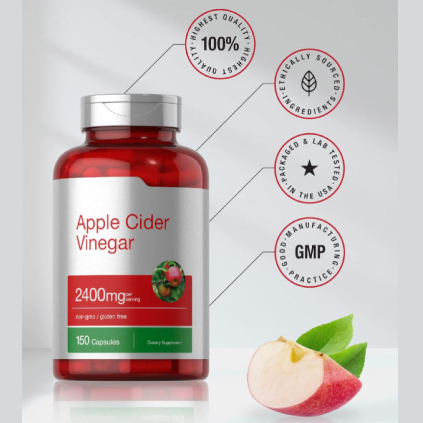 Apple Cider Vinegar Capsules | 2400mg | 150 Count | Non-GMO, Gluten Free Supplement