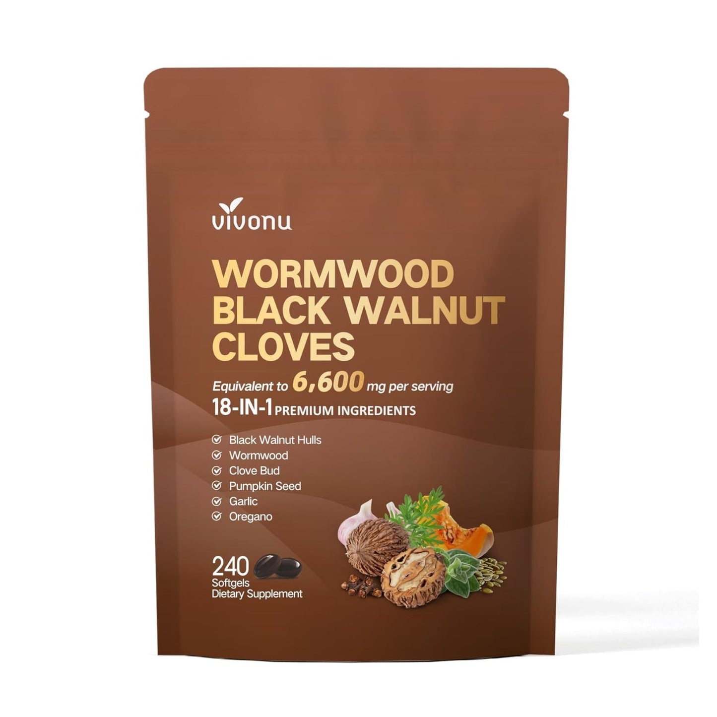 18-in-1 Premium Herbal Blend Capsules, Supports Cleanse, Wormwood Black Walnut Clove Cleanse for Humans, 6600mg Serving