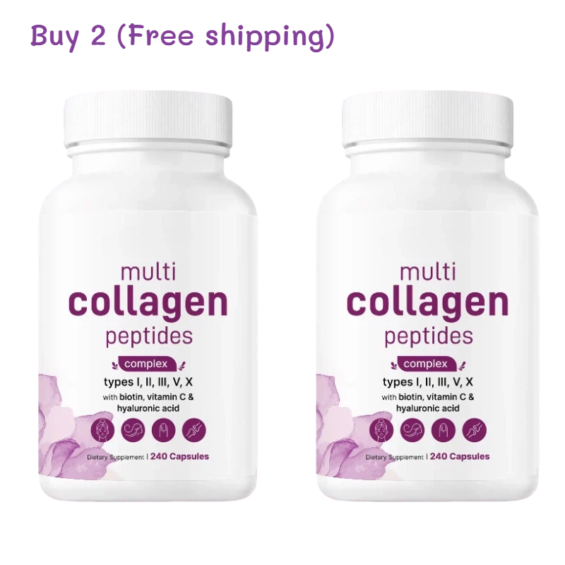 Multi Collagen Pills for Women & Men, 240 Capsules | Type I, II, III, V, X | Non-GMO, Filler Free