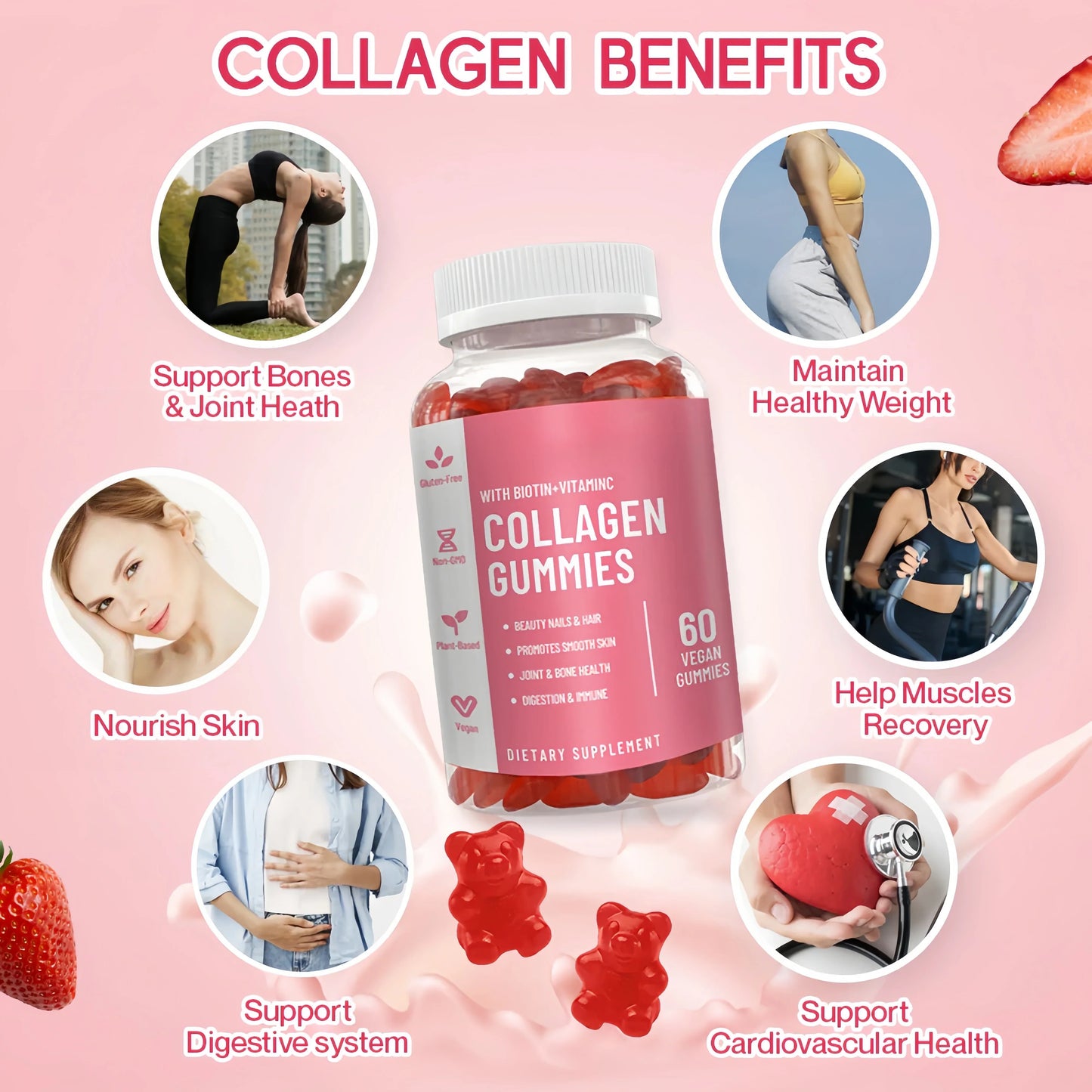 Collagen Gummies |Dietary Supplement for Collagen Replenishment and Hair/Nails/Skin Improvement