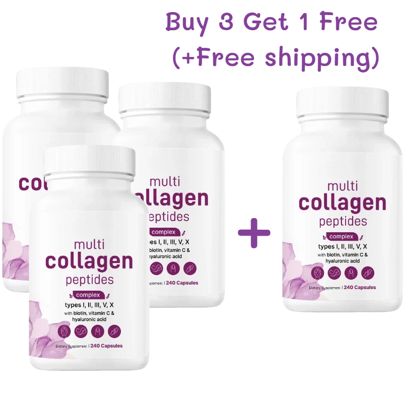 Multi Collagen Pills for Women & Men, 240 Capsules | Type I, II, III, V, X | Non-GMO, Filler Free