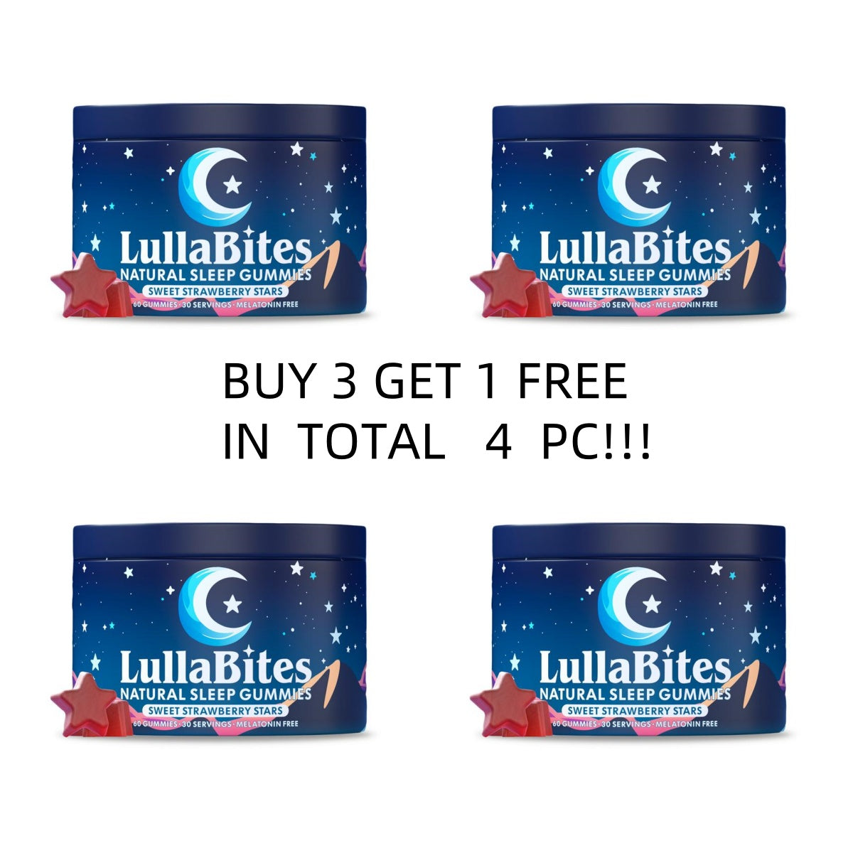 Sleep Gummies: Fall Asleep & Wake Refreshed | Natural Strawberry Stars for Restful Nights