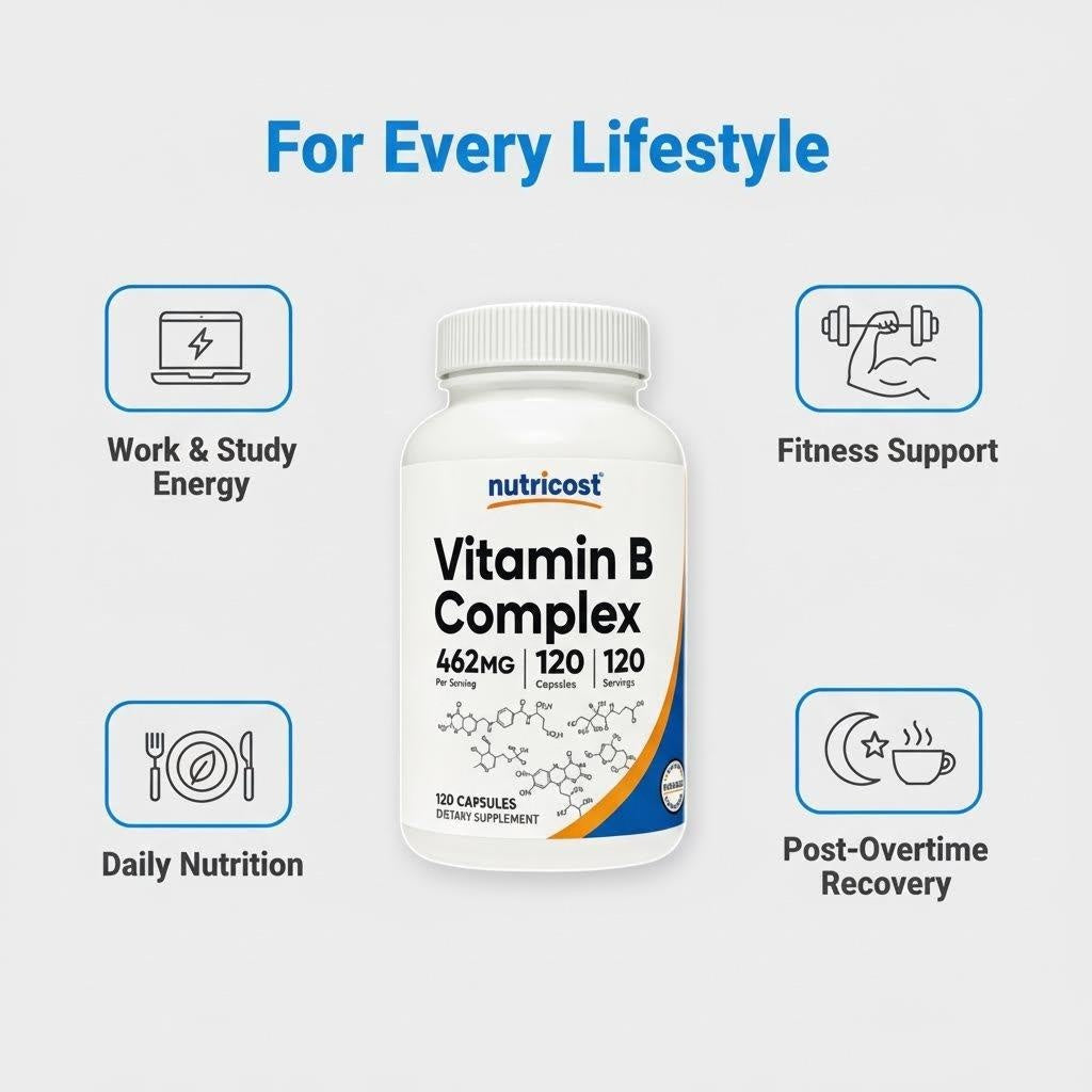 Nutricost High Potency Vitamin B Complex 462mg, 120 Capsules - with Vitamin C - Energy Complex