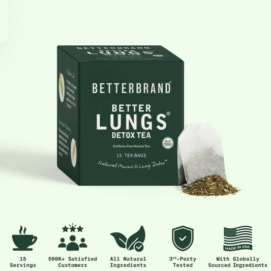 Mullein Tea Bags for Lung Detox - Respiratory Support with Thyme, Elderberry, Ginseng, Ginger, Caffeine Free  - 15 Tea Bags (1PC)