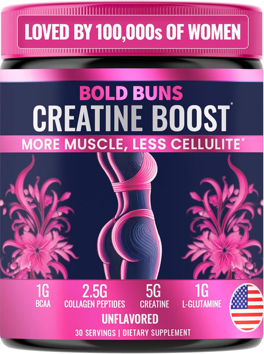 Bold Buns Creatine for Women – Booty Builder Supplement with Collagen & BCAA