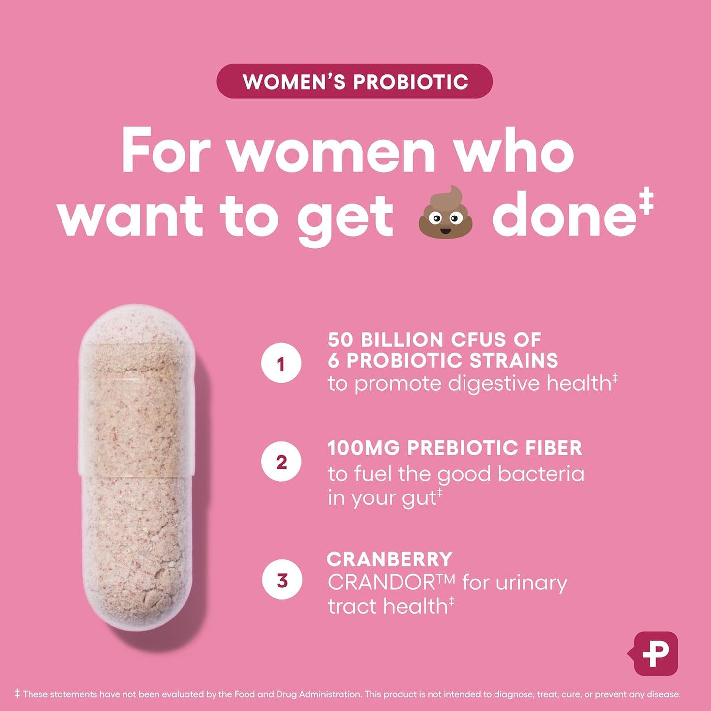 PH Balance, Digestive, UT, & Feminine Health - 50 Billion CFU - 6 Unique Strains for Women - Organic Prebiotics, Cranberry Extract+ - Probiotic - 60 CT