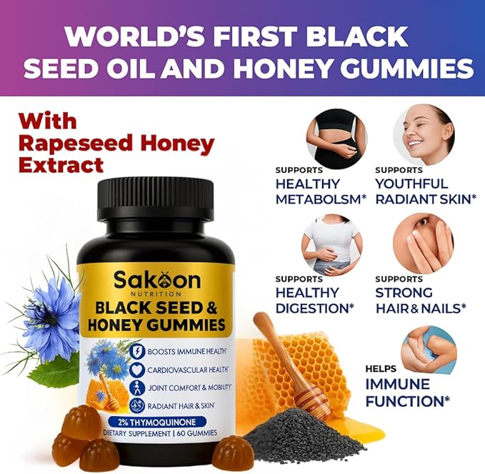 Sakoon nutrition Black Seed Oil Gummies with Honey and W/ 2%