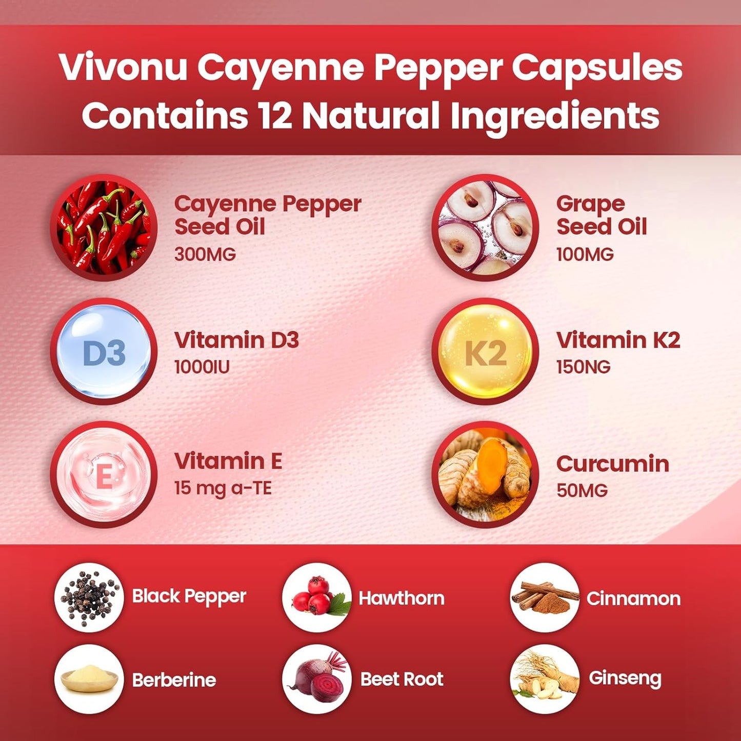 Cayenne Pepper Softgels Supplement, Supports Leg Vein, Heart and Blood Vessel Health, with Vitamin E D3+K2 and Beetrootand Others(3PACKS)