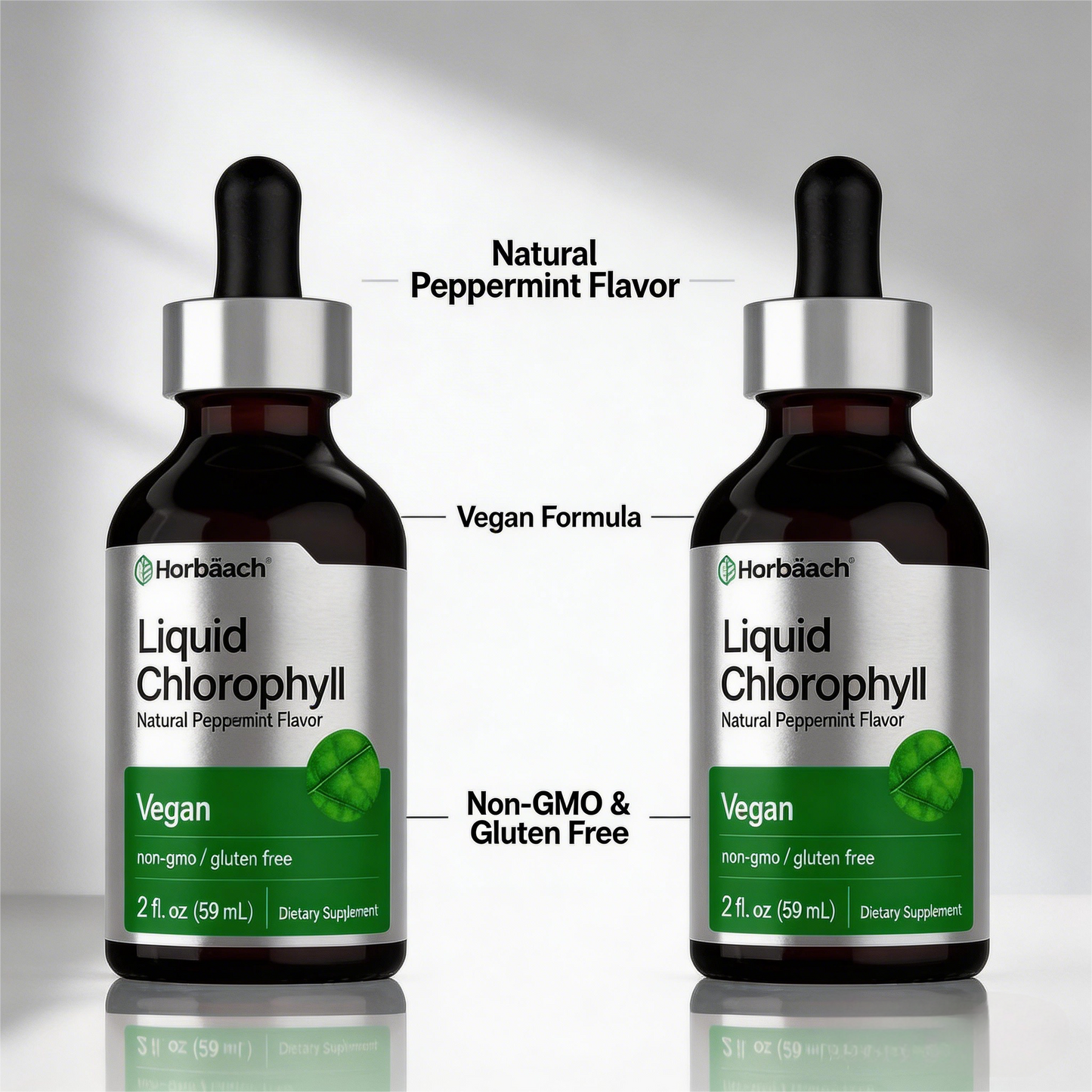 Liquid Chlorophyll Drops 2 oz Vegan, Non-GMO, and Gluten Free Formula | Natural Peppermint Flavor