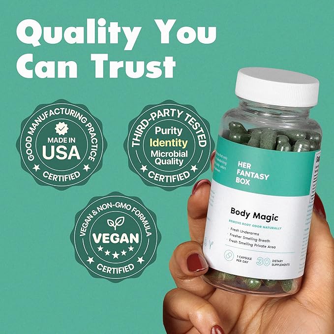 Her Fantasy Box | Body Magic | Chlorophyll Capsules – Vegan Detox & Digestion Support, Gut & Skin Health, Natural Energy Booster – 30 Capsules (200 mg)