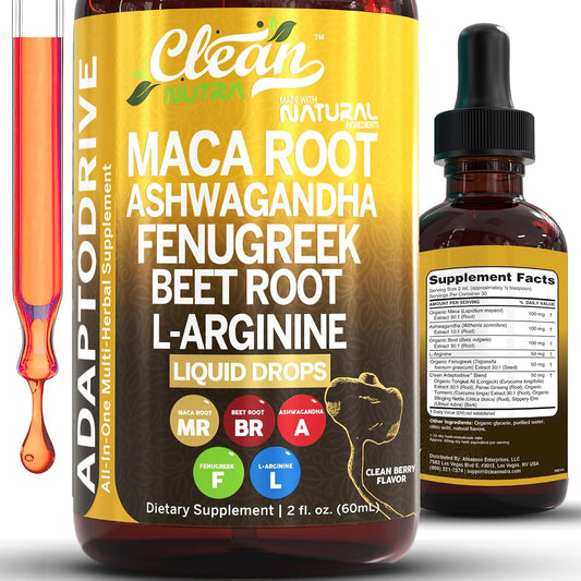 Adapto Drive Organic Maca Root Liquid Drops – Energy, Hormone Balance & Vitality Support – Liquid Multivitamin for Women & Men