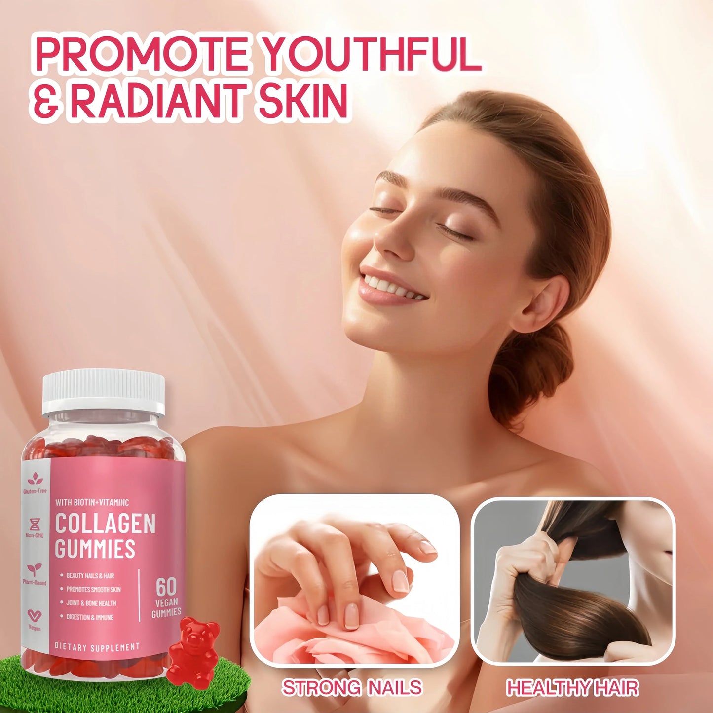 Collagen Gummies |Dietary Supplement for Collagen Replenishment and Hair/Nails/Skin Improvement