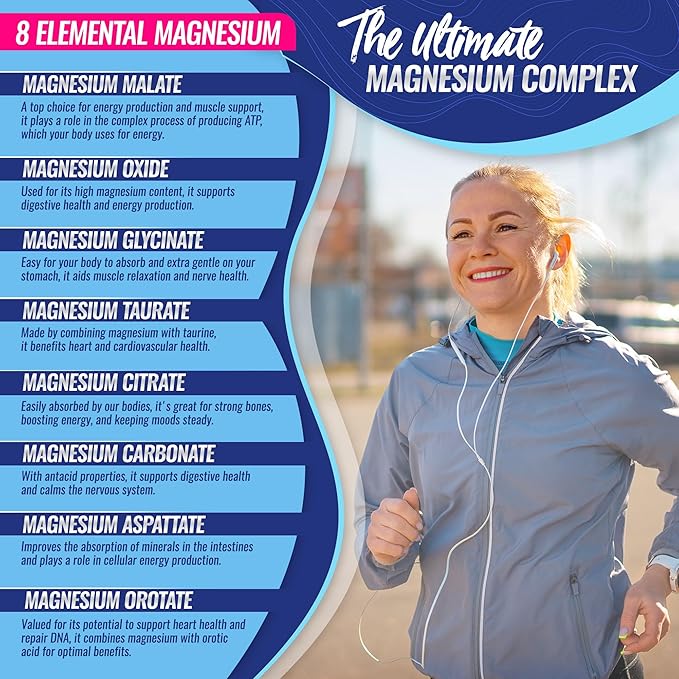 High-Absorption Magnesium Complex | 1000mg with Glycinate, Citrate, Malate for Bone, Muscle & Energy Support | Vegan, 90 Capsules