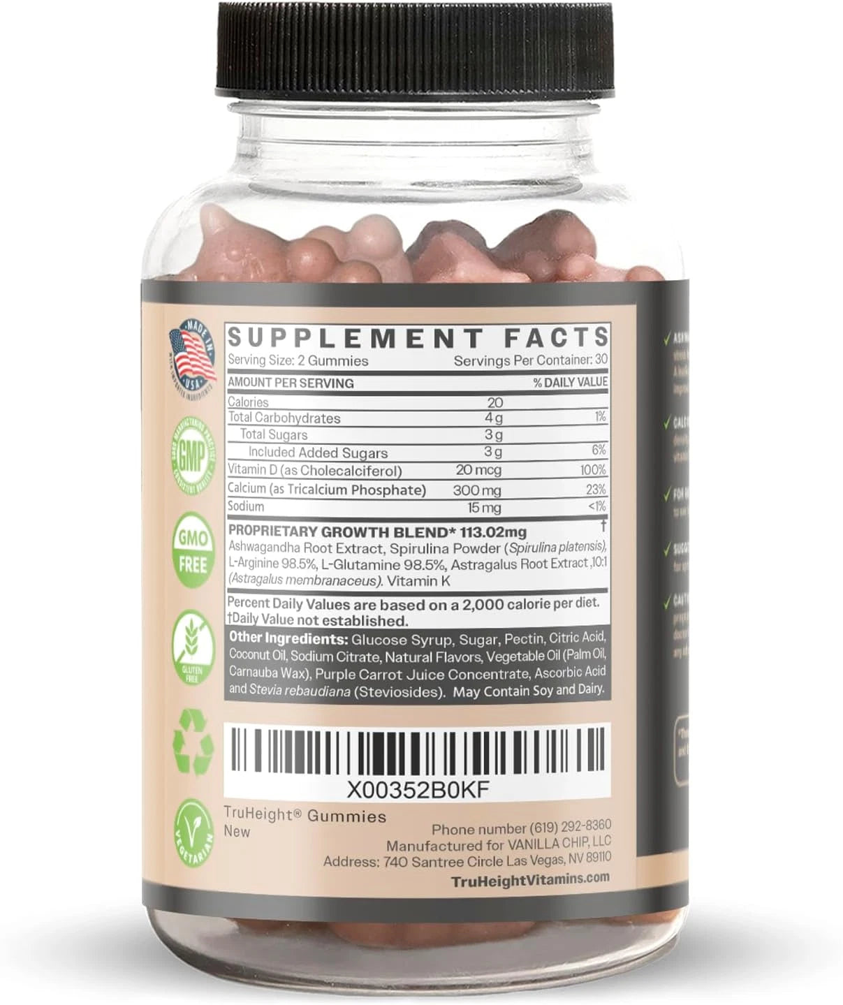 Growth Gummies (Watermelon) Tall Nutrition for Natural Growth Supplement for Kid