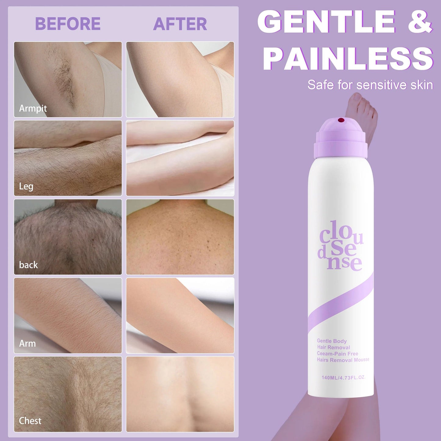 Bikini Pain-Free Hair Removal Cream for Sensitive Skin