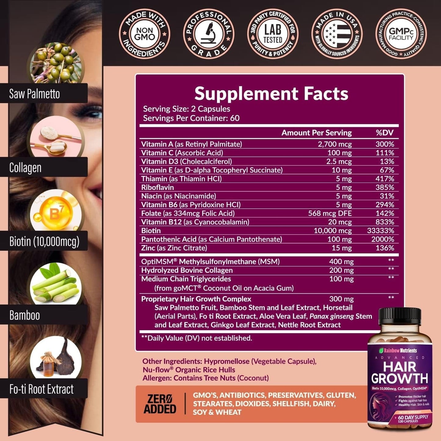 Advanced Hair, Skin & Nails Growth Formula – Doctor-Formulated with Collagen & Biotin for Intrinsic Beauty Support