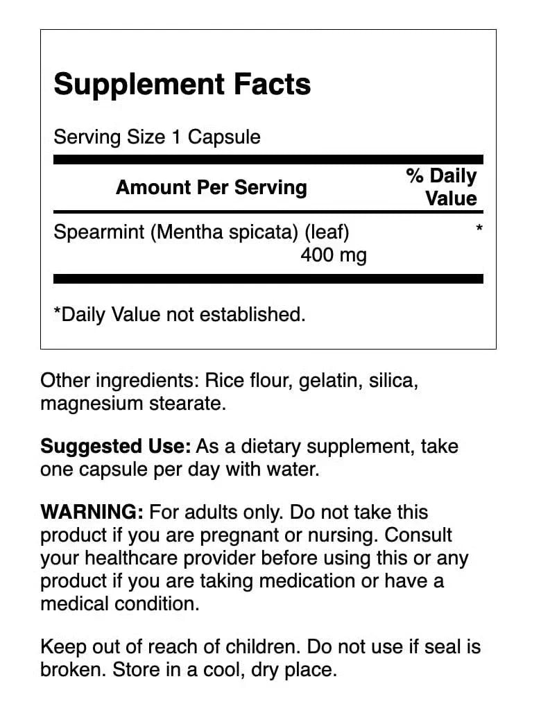 Swanson Full Spectrum Spearmint Leaf Capsules, 400 mg, 60 Count